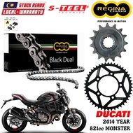 DUCATI 821cc MONSTER Full Set Regina Black Dual Chain 525 ZRA Steel Sprocket Sets