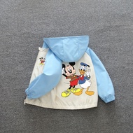 Children Jacket Coat Spring Baby Boy Girl Mickey Mouse Donald Duck Hooded Zipper Sportswear Teen Kid