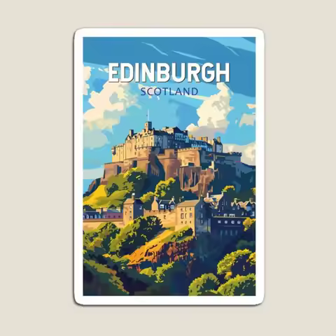 Edinburgh Scotland Travel Art Vintage Magnet Colorful Kids Cute for Fridge Organizer Holder Magnetic