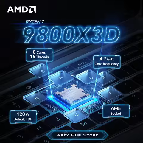 NEW AMD R7 9800X3D Socket AM5 L3=96M 4.7GHz 8-Core 16-Thread Processor 120W Applicable to B650E Ryze