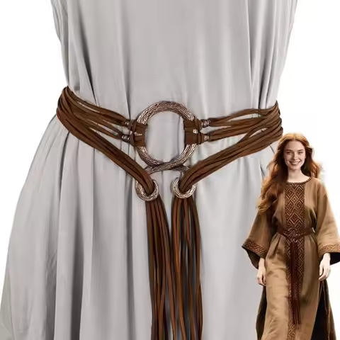 Viking Rope Belt - Viking Costume Women Medieval Belt with Troll Cross Witch Accessories Halloween C