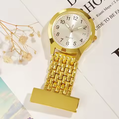 Classic Wide Band ROSE GOLD Nurse Watch With Date Week Graduation Pack gift Clock Fob Nurse Portable