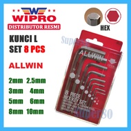 Wipro Allwin Hex Key 1 Set 8 pcs 2 2.5 3 4 5 6 8 10 2mm 2.5mm 3mm 4mm 5mm 6mm 8mm 10mm 2 - 10 mm PVC