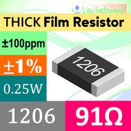 91Ω 1206 3216(mm) ±1% THICK Film SMD Resistor 250mW 91R