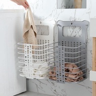B2U Folding Hanging Laundry Basket Dirty Clothes Storage Organizer Wall Plastic Washing Hamper