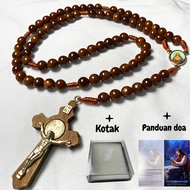 Kaokah Wooden Rosary Necklace 77 Our Father Complete with Rosary Box and Prayer Guide 77x Our Father