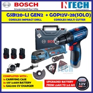 BOSCH COMBO KIT GOP12V-28 CORDLESS MULTI-CUTTER(SOLO) C/W GSB120-LI(GEN2) CORDLESS IMPACT DRIL(SOLO)