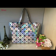 Metallic Silver Issey Miyake BAOBAO Inspired Shoulder Bag/ Tote Bag / Diaper Bag