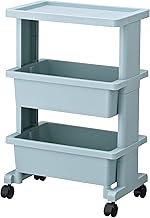 JEJ Astage Lycee Table Wagon Mini, Made in Japan, Assembly, 3 Tiers, with Casters, Blue, Width 15.7 