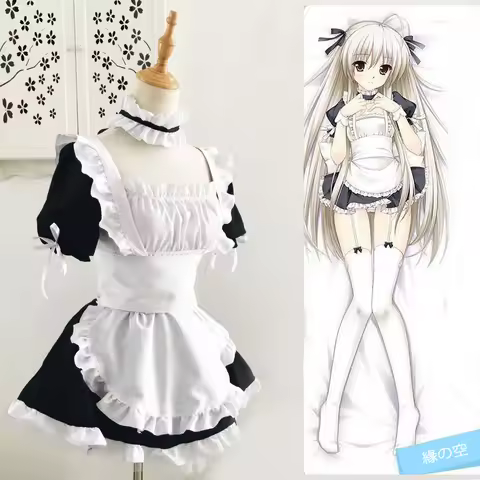 Color Cosplayer Yosuga No Sora Character Kasugano Sora Black and White Maid Dress Servant Waiter Cos