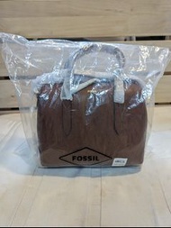 【全新】Fossil Sydney Satchel 真皮波士頓包-經典焦糖色