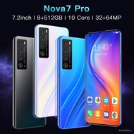 Hot Sale Nova7 Pro 7.2 Inch Surface Screen Smartphone 10 Core 8GB RAM 512GB ROM 5G Mobile Phone 6fsz