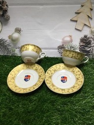 收藏品 陸軍金門防衛指揮部 金門宏玻陶瓷 咖啡杯盤二組 家飾 古著品