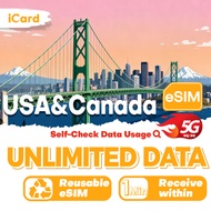 iCard eSIM_USA & Canada 7-30 Days Unlimited Data SIM (Can top up reuse)