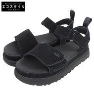 UGG Golden Star 絨面革厚底涼鞋，女款，黑色，尺寸 24cm（美國），1136783 [二手]