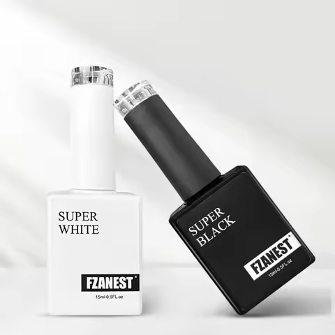 FZANEST Super White Gel Polish Not Yellowing Super Black Nail Polish 15ml Bottles Private Label Colo