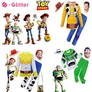 Anime Toy Story Woody Buzz Lightyear Cosplay Costume for Kids Boy Jessie T shirt Pants Mask Set Hat 