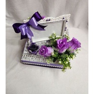 gubahan frame mas kahwin + bekas cincin ( purple silver)