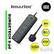 iMazing - Imazing IM3U8K-C 13A 八位防雷拖板連3USB /Type C (65WMAX)