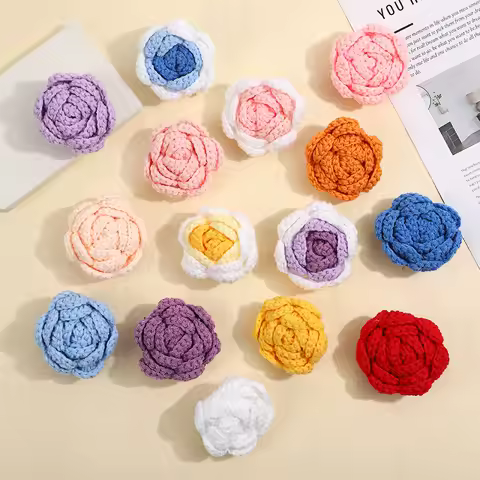 Crochet Flowers Roses Heads Knitting Flowers Creative Artificial Flowers Wedding Home Decorations DI