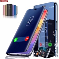 Samsung A8, SAMSUNG A8+FLIP COVER CLEAR VIEW CASE MIRROR STANDING AUTO LOCK