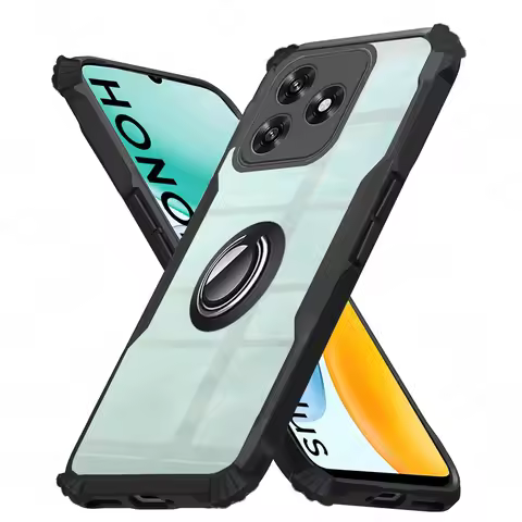 Acrylic Clear Back Cover For Honor X5c Plus Case Ring Stand Holder Funda Shockproof Coque HonorX5c H