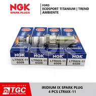 NGK Iridium IX Spark Plug Ford Ecosport Titanium / Trend / Ambiente 2013 - Up LTR6IX-11 4PCs