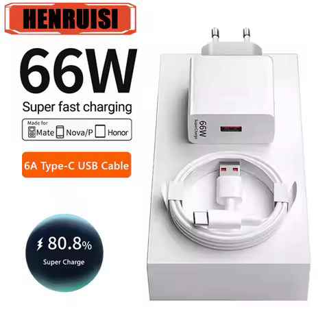 6A 66W Super Fast EU US Wall Charger For Huawei Mate 40 50 60 P50 Nova 8 9 10 Honor 90 100 X8 X9 Mag
