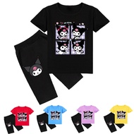 2026 E-commerce Children's Clothing Kuromi Kuromi Fashion Printed Short-Sleeved T-Shirt Summer+Short