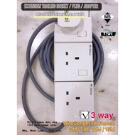 Crown.D HEAVY DUTY 2/3/4GANG 3M/5M/10M/15M EXTENSION TRAILING SCOKET / ADAPTOR / PLUG [READY STOCK] TSH113