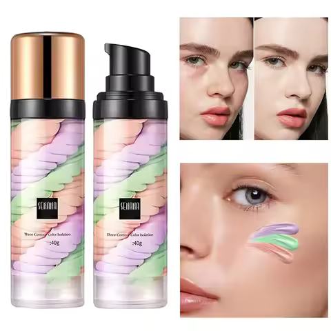 Three color press release cream concealer isolate makeup facial base brightening cream breathable BB