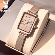 PLAYBOY Jam Tangan Perempuan original waterproof fashion rectangle dial ladies watches Women Gift
