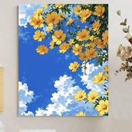 8x12 Inch/16x20 Inch Yellow Flowers Blue Sky DIY Number Painting Canvas Handmade Adult Home Decor Ho