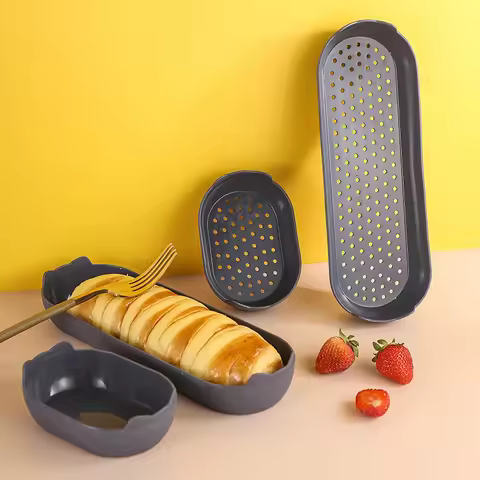 Nonstick Silicone Hot Dog Bun Mold Loaf Baking Tray Reusable Bread Pan Heat Resistance Baguette Baki