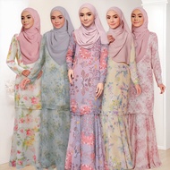 Afa Design Floral Baju Kurung Moden Ironless Payung Kain Chiffon Kurung Pleated Kurung Duyung Kemban