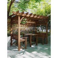 Gazebo kecil luar rumah, pavilion halaman luar yang ringkas, trellis anggur kecil luar rumah, meja d