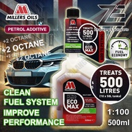 Millers Oils Petrol Power ECOMAX Fuel Treatment Additive Multi Shot 500ml Fuel Saver Octane Booster