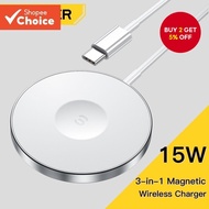 Essager 15W 3-in-1 Magnetic Suction Wireless Charger for iP Phone Earphone Watch