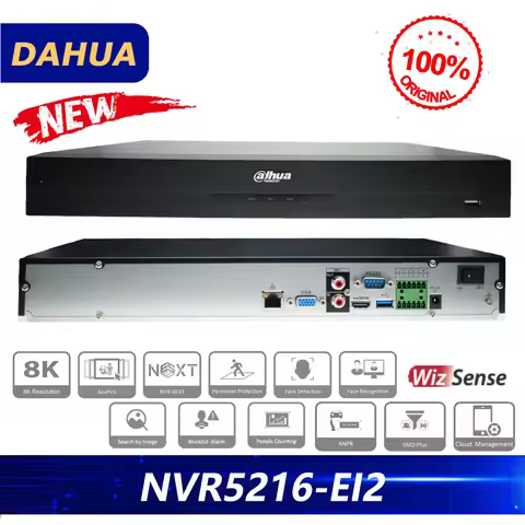 Dahua Original NVR5216-EI2 16CH 1U 2HDDs WizSense Network Video Recorder Supports 8K HDMI Output Sup