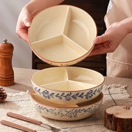 Ceramic Round Divided Plate Three-Compartment Plate Children'S Supplementary Food Steaming Plate Fru