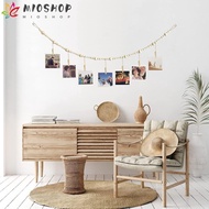 MIOSHOP Photo Display, Wall Hanging Decor Clip Picture Holder, Creative Wall Decoration Wooden Beads