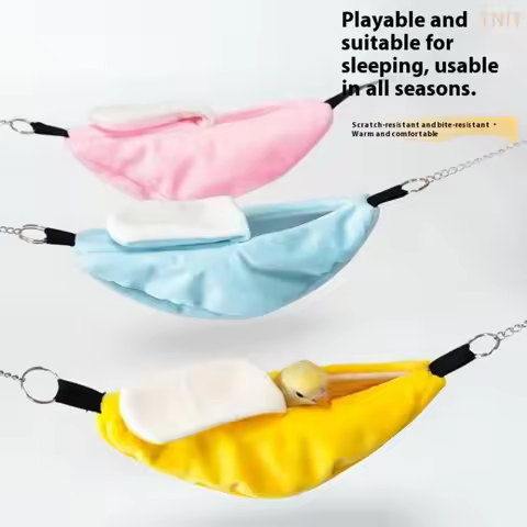 [J] Banana Hamster Bird Rat Soft Bed Hammock Hanging Swing Moon Boat Bed Hanging Nest Bed Small Anim