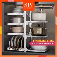 SIV 2-5 Tiers Adjustable Pot and Pan Rack Organizer Rak Bawah Sinki Stainless Steel Kitchen Pans & P