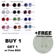 Buy 1 Get 1 black eaarings + 1.5mm stud ball w Silver 92.5% Italy Silver