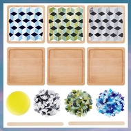 [hotkeystore.] Rhombus Mosaic Tiles Coaster Kit DIY Mosaic Bamboo Coaster Kits Mosaics Coaster Makin