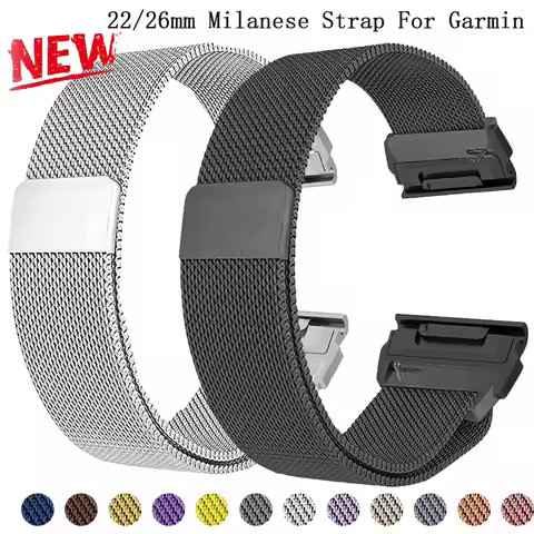 22/26mm Milanese Strap For Garmin watch Fenix 8 51 /Epix Pro Gen2 51mm 47mm/6X 7X Pro/Fenix 5XPlus f
