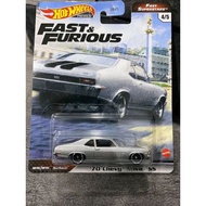 SAGA Hotwheels Premium '70 Chevy Nova SS Fast & Furious Edition Fast Superstars Series FnF Silver Bl