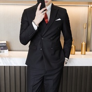 Cozy Up Mens Suits Slim Fit 2 Piece กระดุมสองแถวเสื้อสูททักซิโด้ชุดสูทสำหรับผู้ชาย