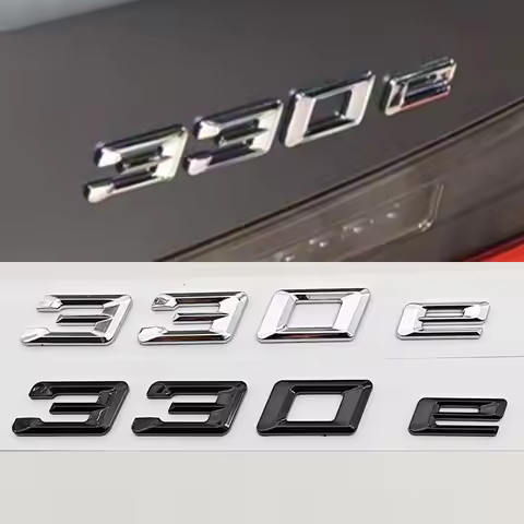 New 3D ABS Chrome Black Car Styling Logo 330e Badge Sticker Rear Trunk Emblem Decals For BMW 330e Au