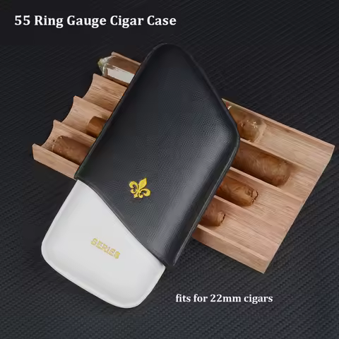 Special Shape Leather Cigar Case Contract Color Cigar Tube 22MM Cigar Holder Mini Cigar Humidor Trav